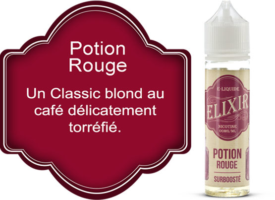 E-liquide Elixir Potion Rouge, un classic blond au café délicatement torréfié