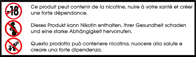 Danger Nicotine - Interdit aux moins de 18 ans - aux femmes enceintes